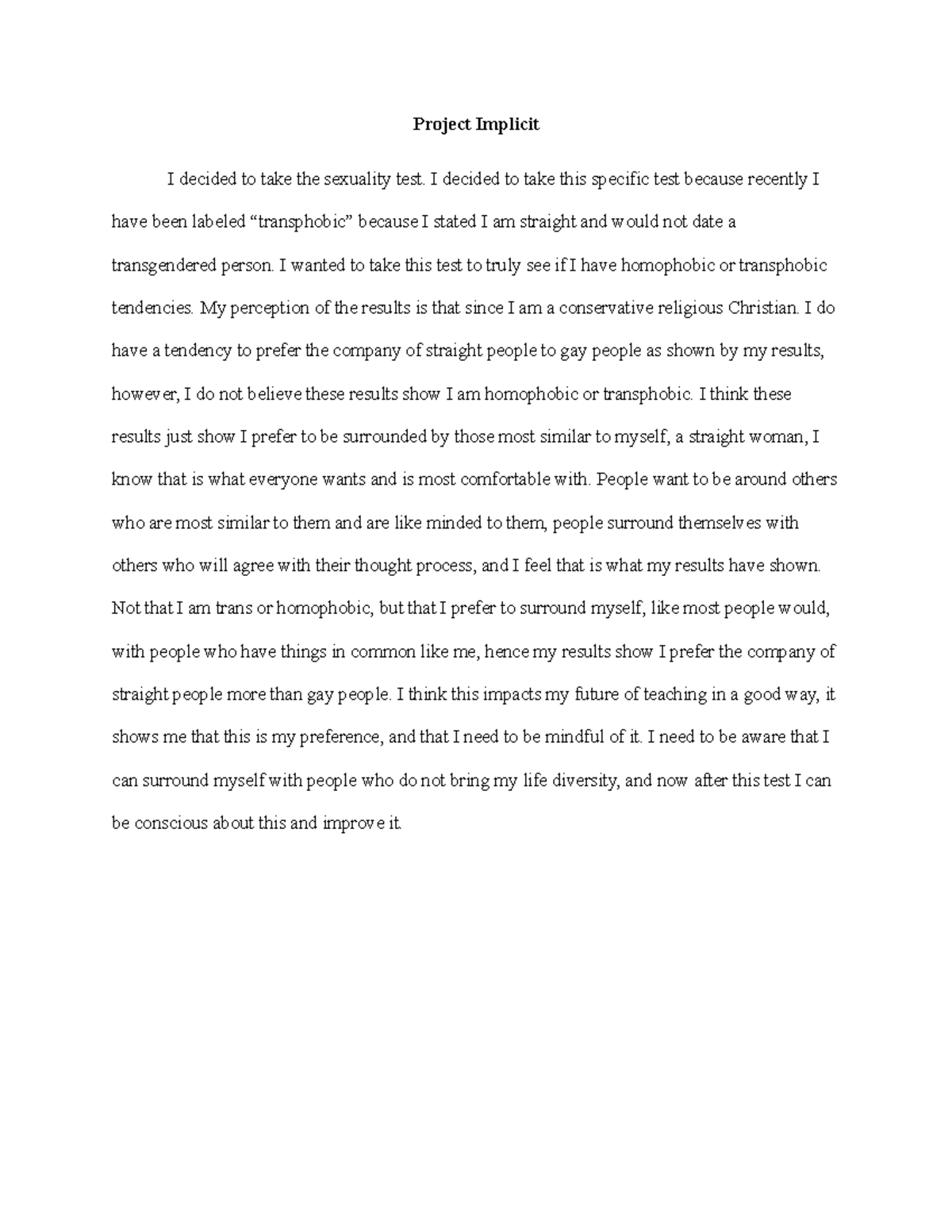 Project implicit - Project Implicit I decided to take the sexuality ...