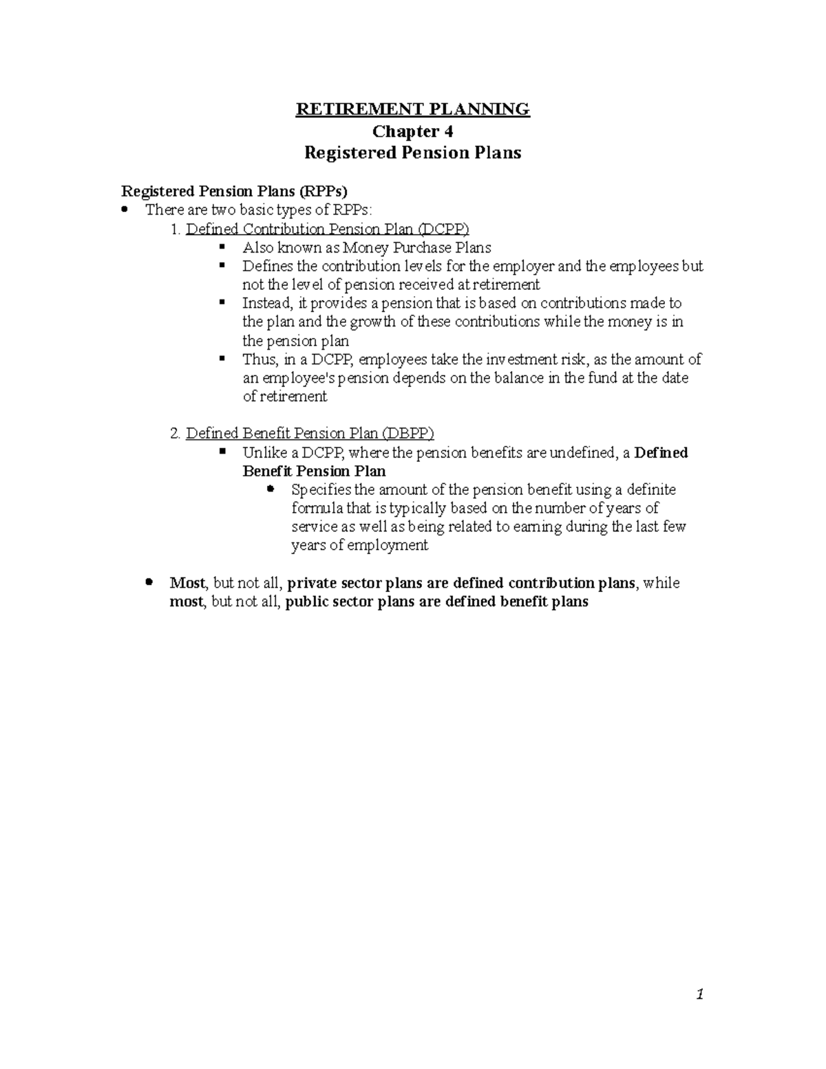 Retirement Planning Ch 4PART4 RPP - RETIREMENT PLANNING Chapter 4 ...