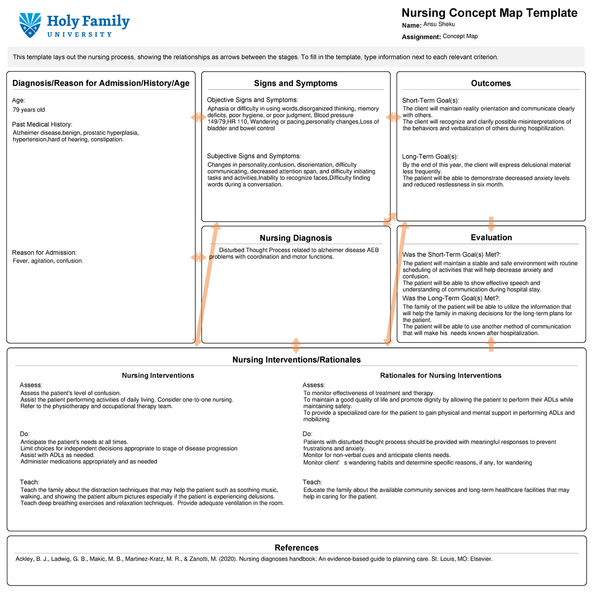 NUFT351 Concept Map 1 - Assignment - Nursing Concept Map Template Name ...