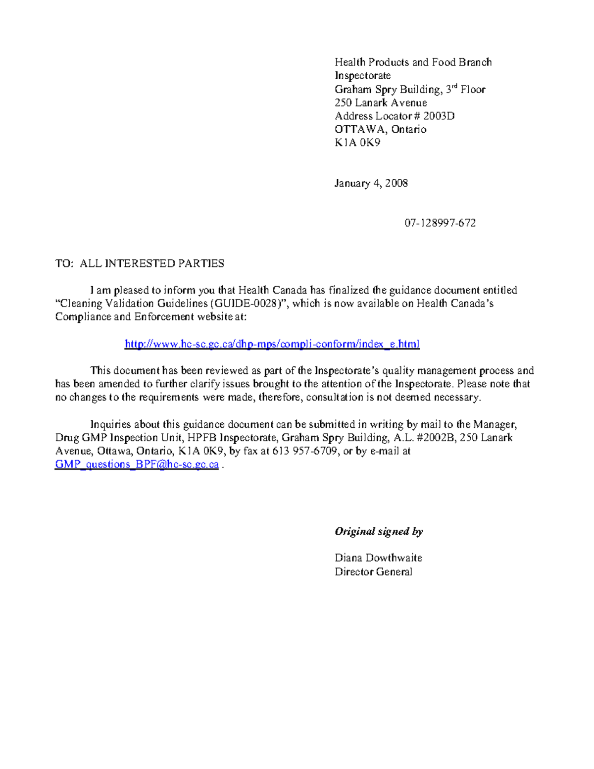 Cleaning Validation Guidelines Health Products and Food Branch