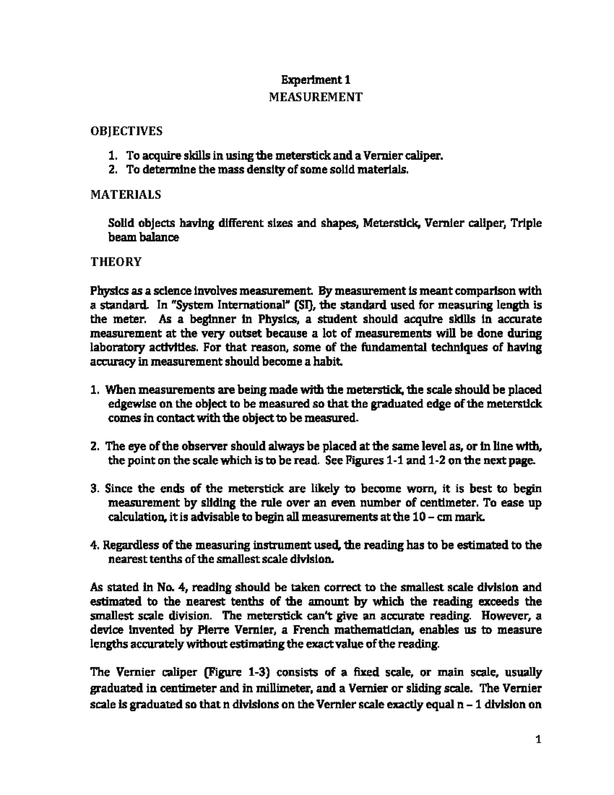 Experiment 1 Measurement 1 Laboratory Report - Computer Engineering ...