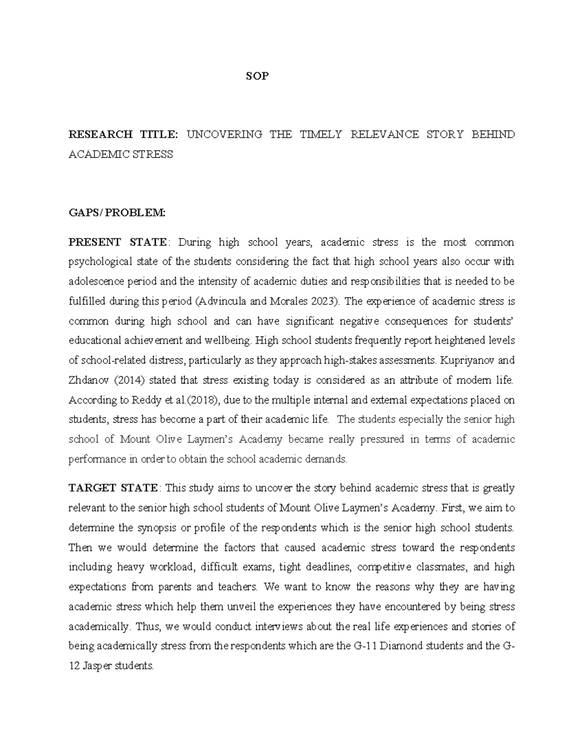 SOP - its for our research statement of the problem - SOP RESEARCH ...