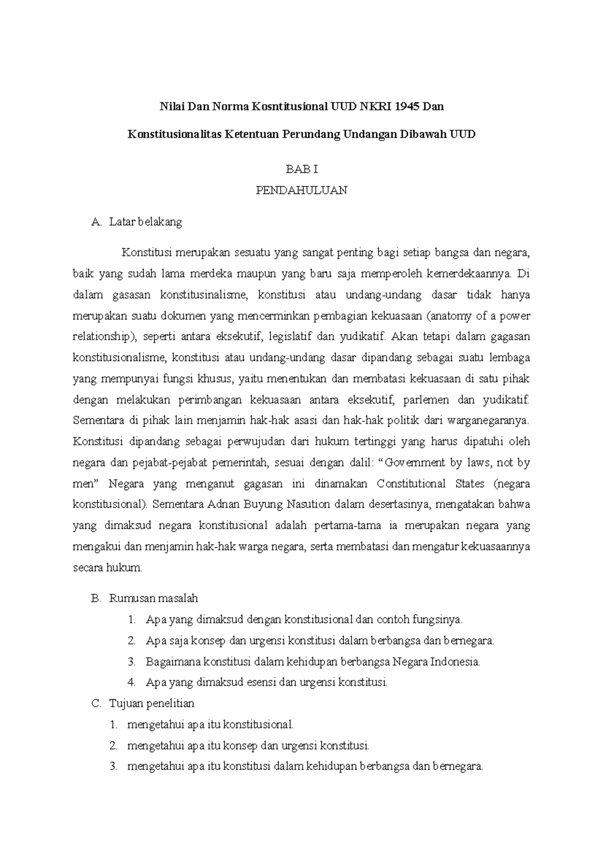 Konstitusionalitas Ketentuan Perundang-Undangan Dibawah UUD - Latar ...