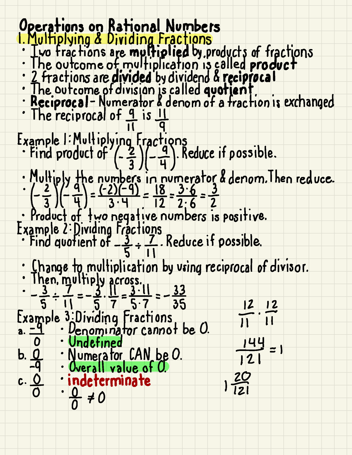 MATH 116 - 3 - Overview of Learning Materials 3: Operations on Rational ...