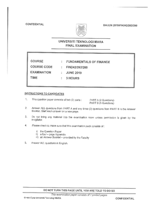 Assignment Fin242 Faculty Of Business Management Fundamentals Of