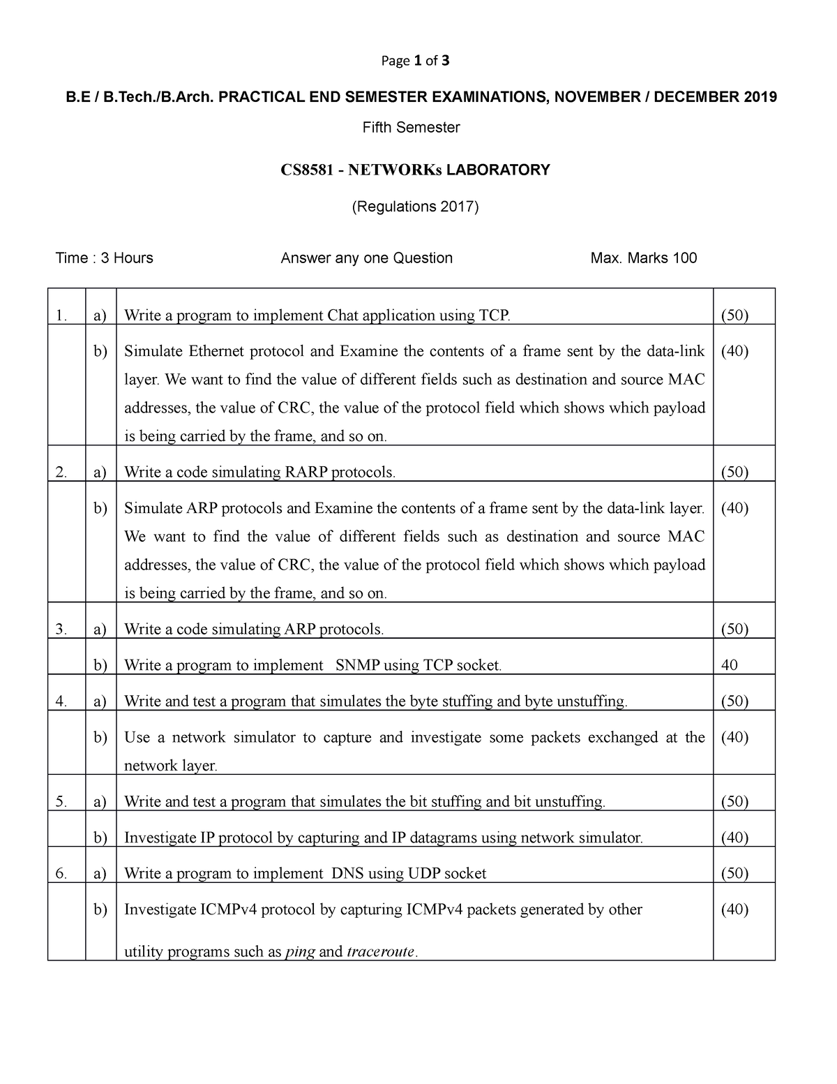 CS8581CS8581 - Page 1 Of 3 B / B.Tech./B. PRACTICAL END SEMESTER ...