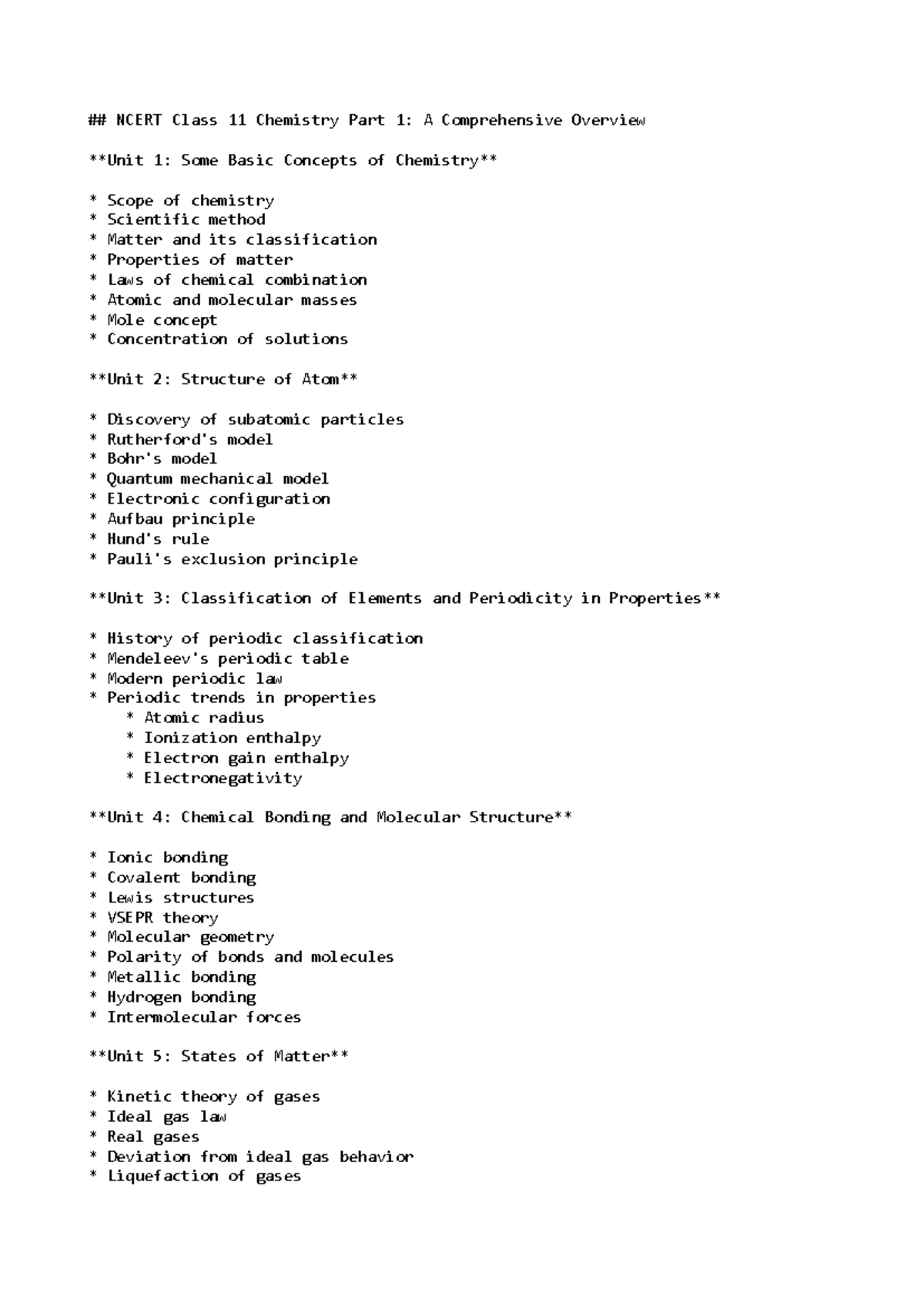 NEET - Assignments - NCERT Class 11 Chemistry Part 1: A Comprehensive ...