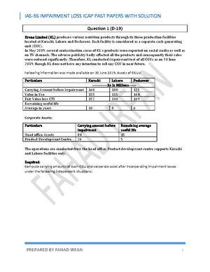 AAFR IAS 19 ICAP PAST Papers WITH Solution - Question 1 (D-20) For The ...