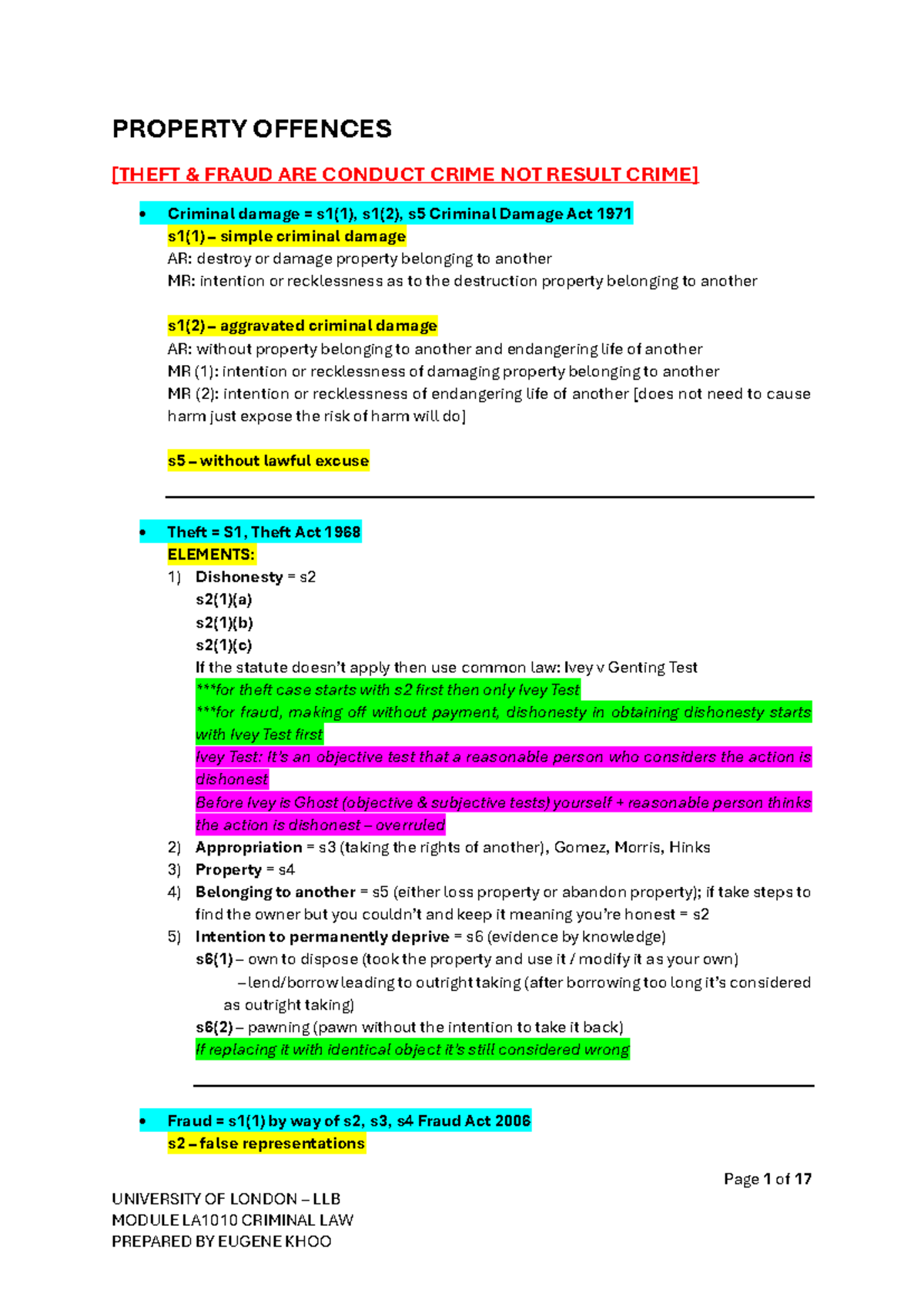 2 - Property Offences 2024 - University OF London - Page 1 of 17 ...