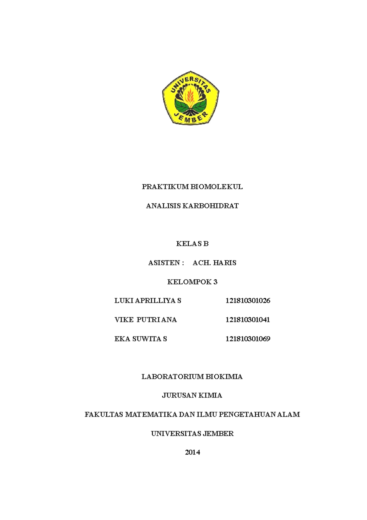 Analisis Karbohidrat - Qsqwd - PRAKTIKUM BIOMOLEKUL ANALISIS ...