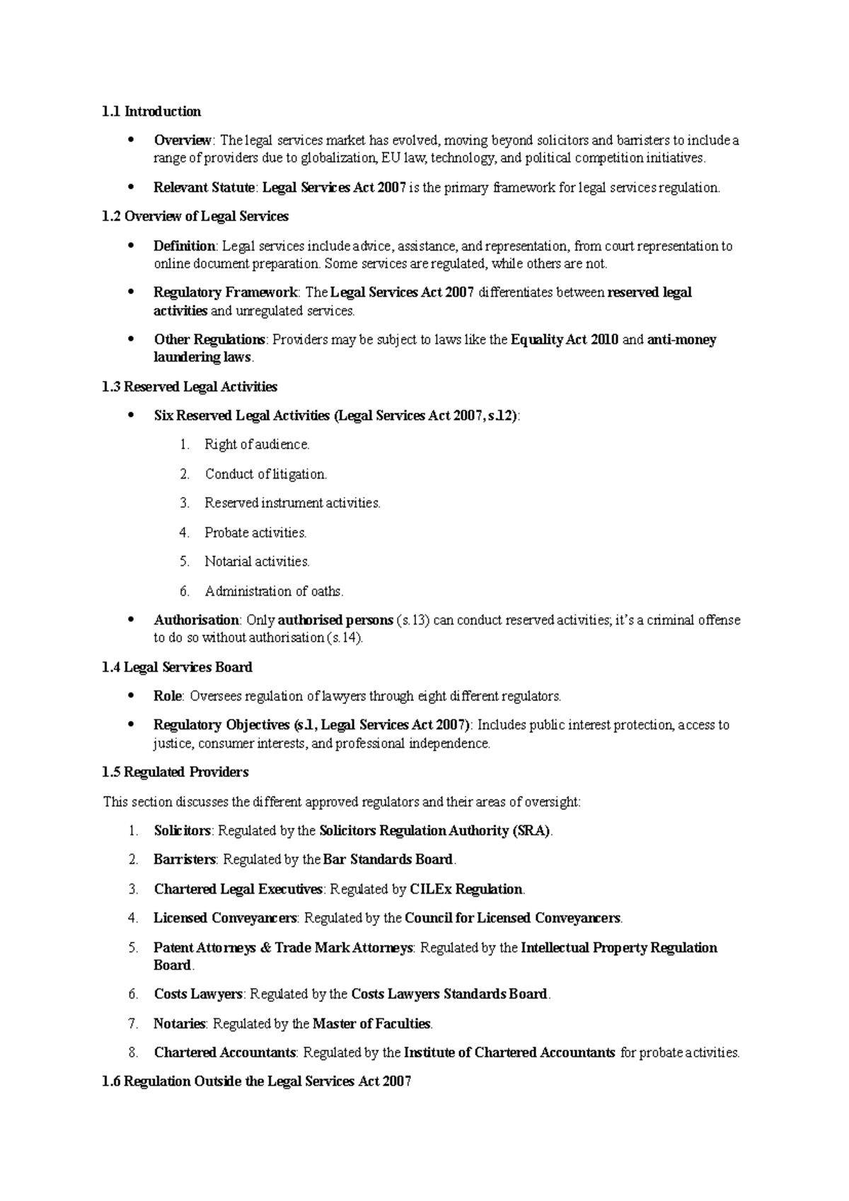 Legal services - lecture notes - 1 Introduction Overview: The legal ...