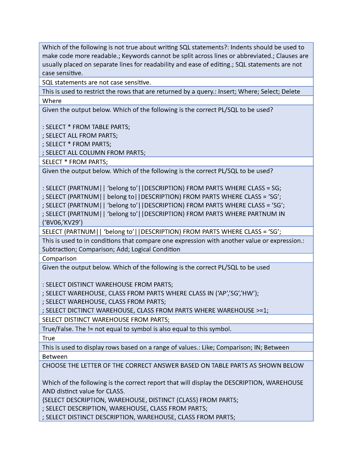 Database Management System 1 Midterm Exam - Which of the following is ...