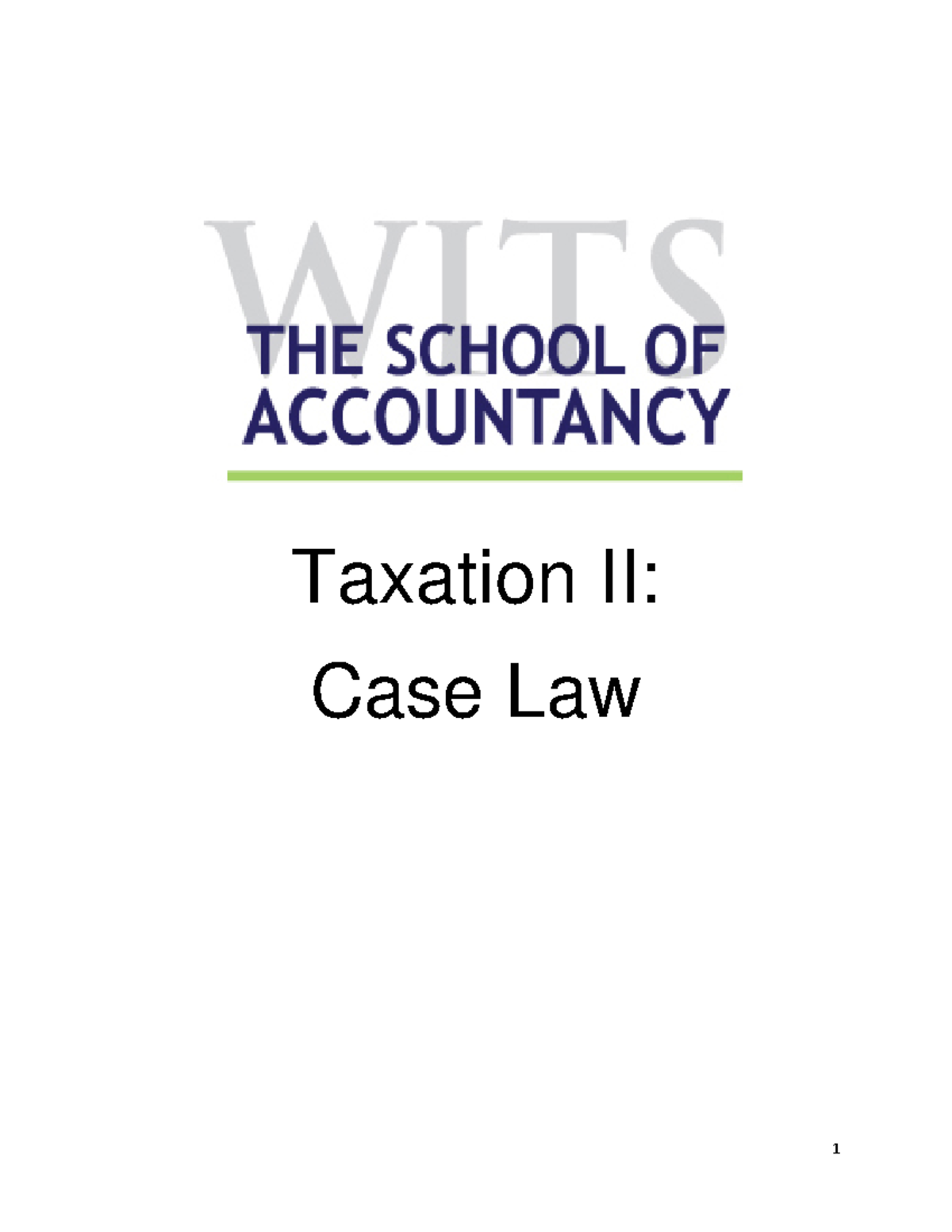 Case Law Pack - Residence -2096884516 - 1 Taxation II: Case Law C ...