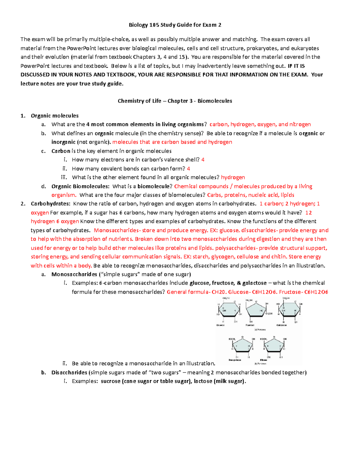 Biology 105 Study Guide For Exam 2 - Biology 105 Study Guide For Exam 2 ...