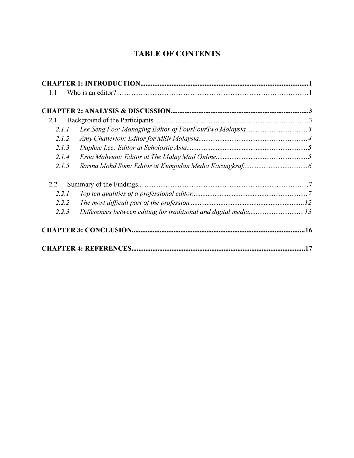 Editing For Print & Electronic Publications - TABLE OF CONTENTS CHAPTER ...