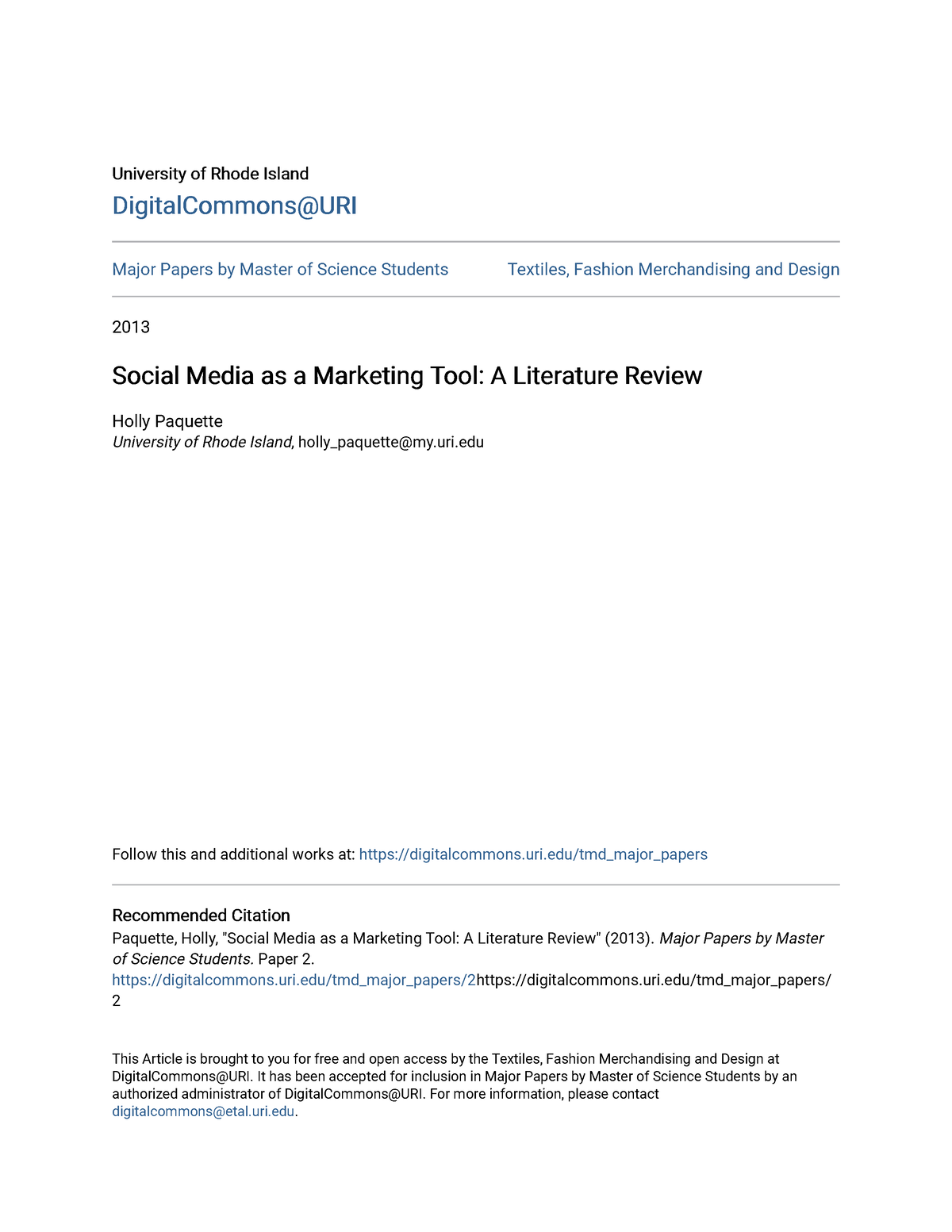 literature review on social media advertising