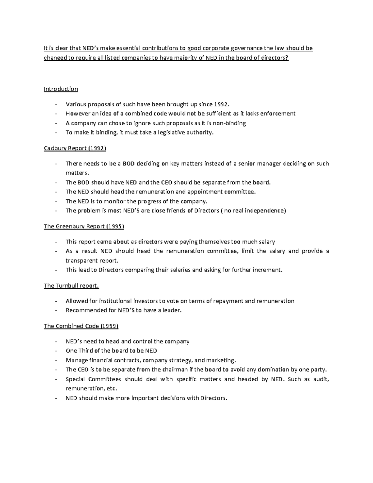 non executive director - It is clear that NED’s make essential ...