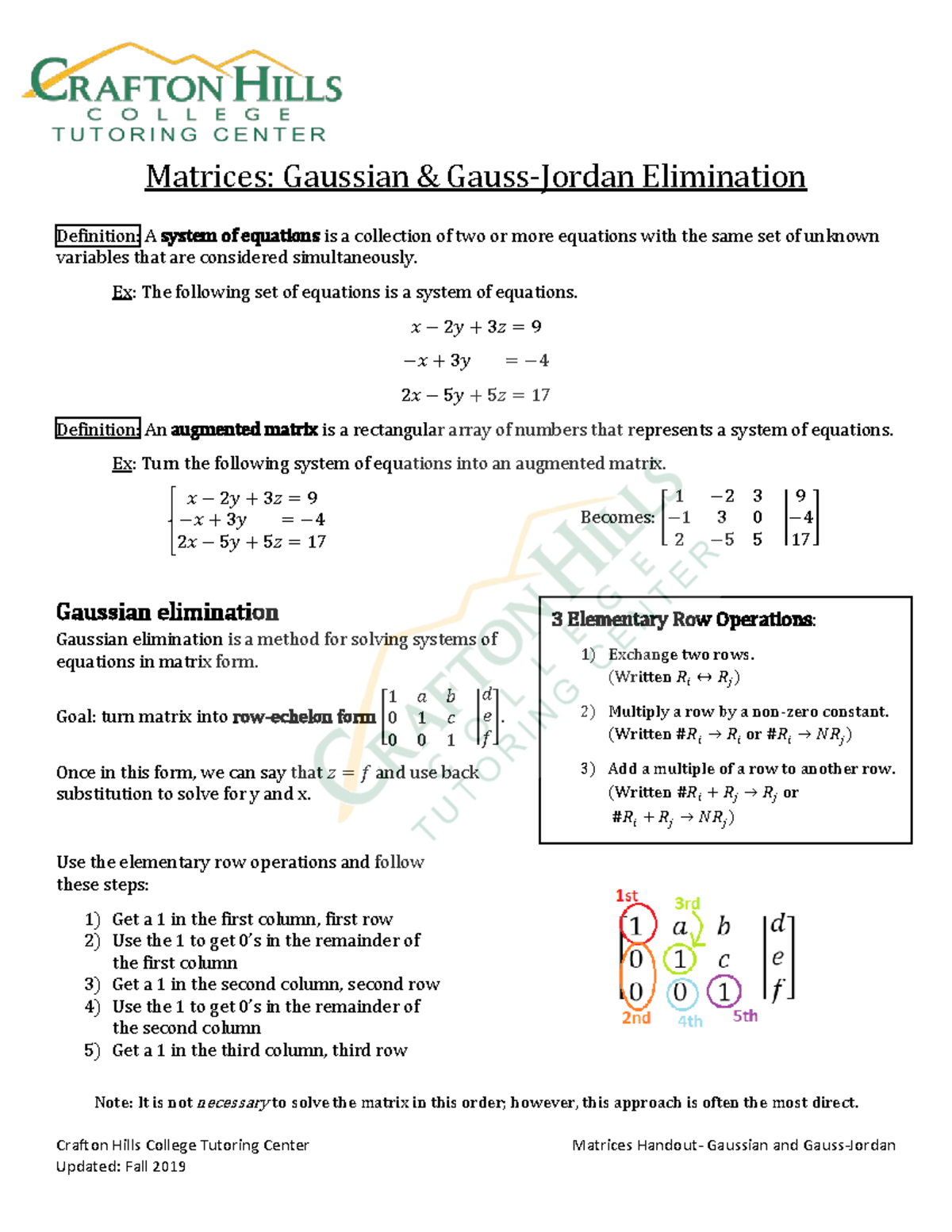 Matrices-gauss-jordan - Crafton Hills College Tutoring Center Matrices ...