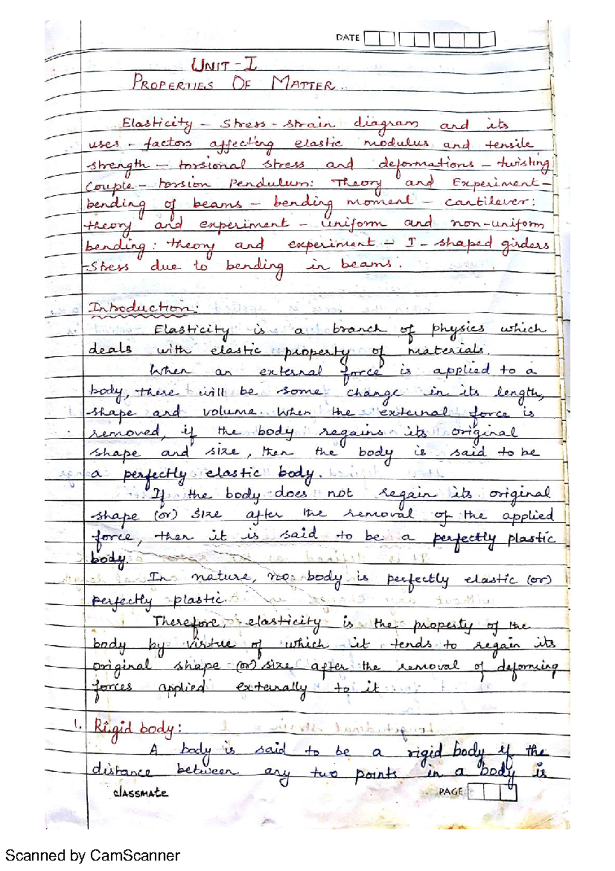 Elasticity Notes Engineering Physics Studocu