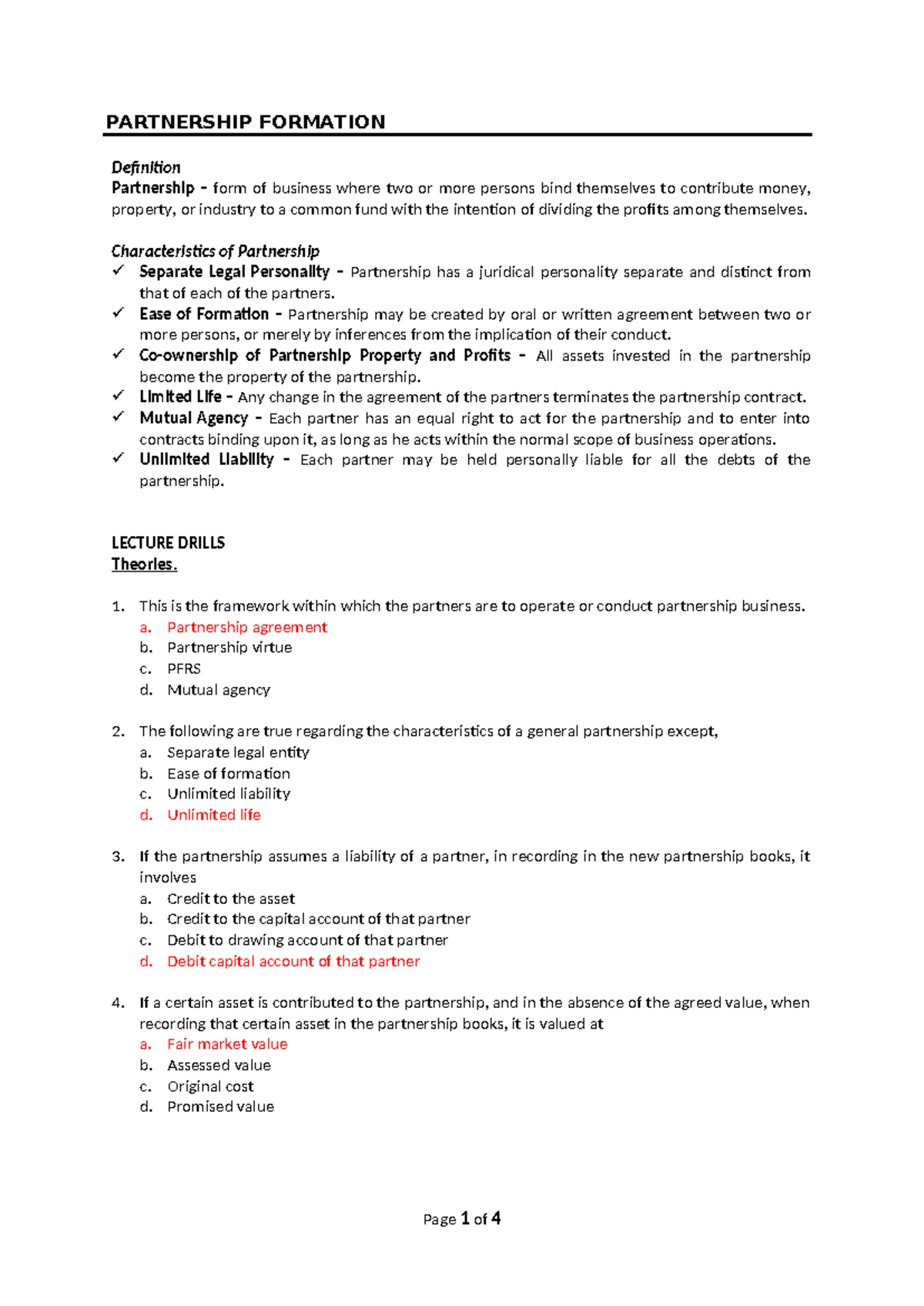 01- Partnership- Formation - PARTNERSHIP FORMATION Definition ...