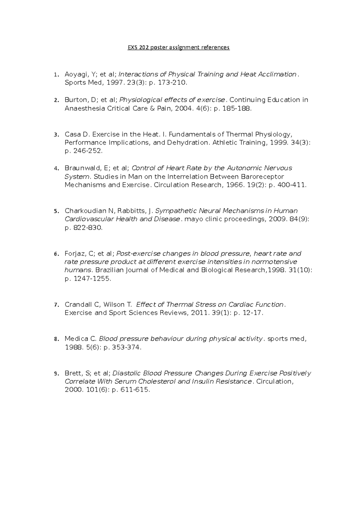 202 poster references - Summary Exercise Physiology I - EXS 202 poster ...