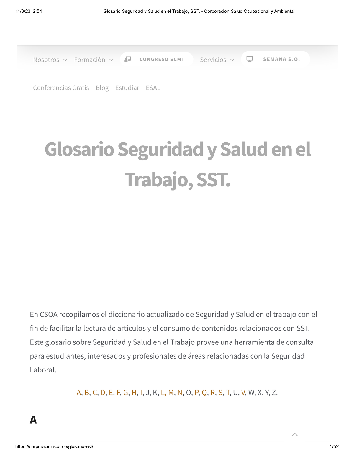 Glosario Seguridad Y Salud En El Trabajo, SST. - Corporacion Salud ...