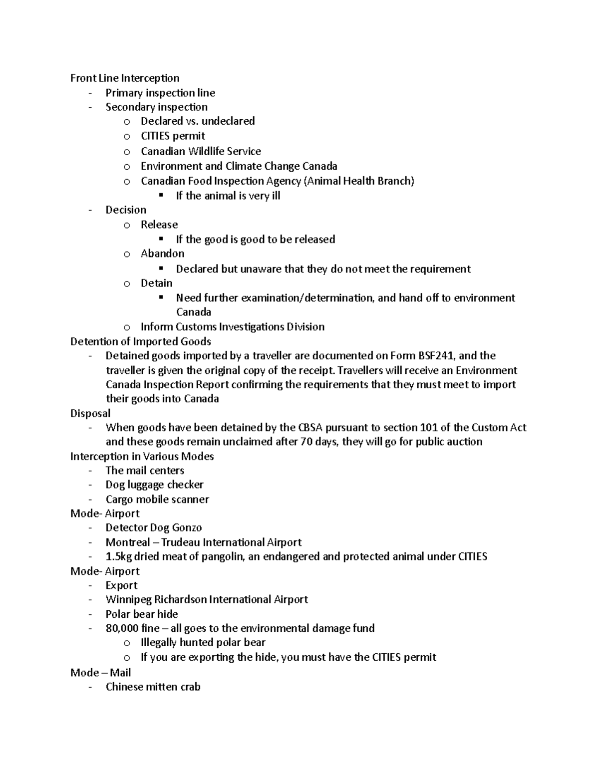 CRIM 318 Week 5 - .... - Front Line Interception - Primary inspection ...