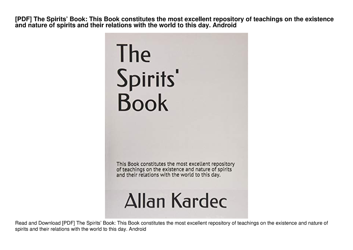 [PDF] The Spirits’ Book: This Book constitutes the most excellent ...