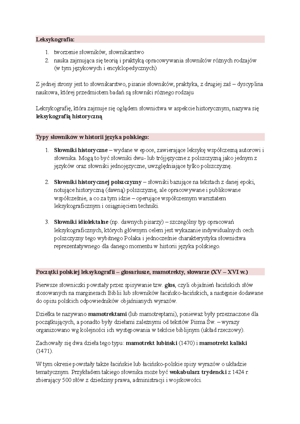 Leksykografia - Notatki z leksykografii - Leksykografia: 1. tworzenie