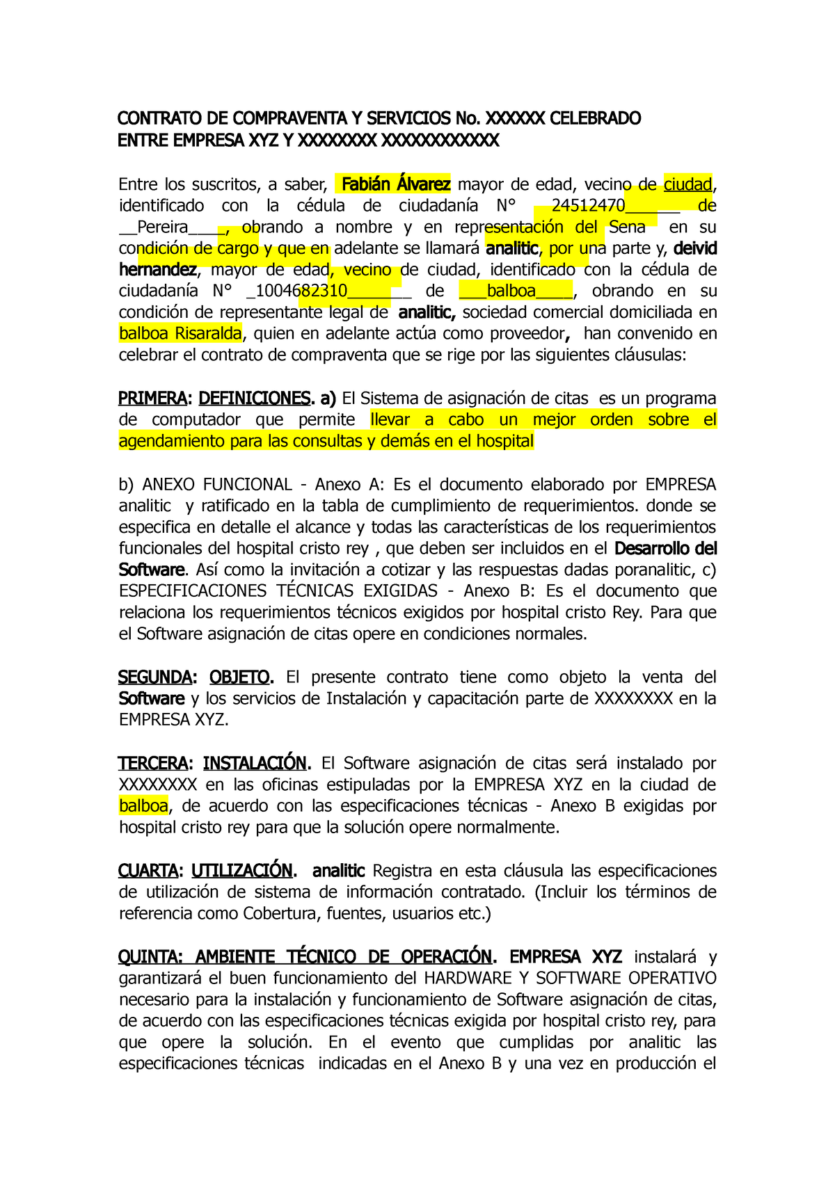 Modelo contrato software - CONTRATO DE COMPRAVENTA Y SERVICIOS No. XXXXXX  CELEBRADO ENTRE EMPRESA - Studocu