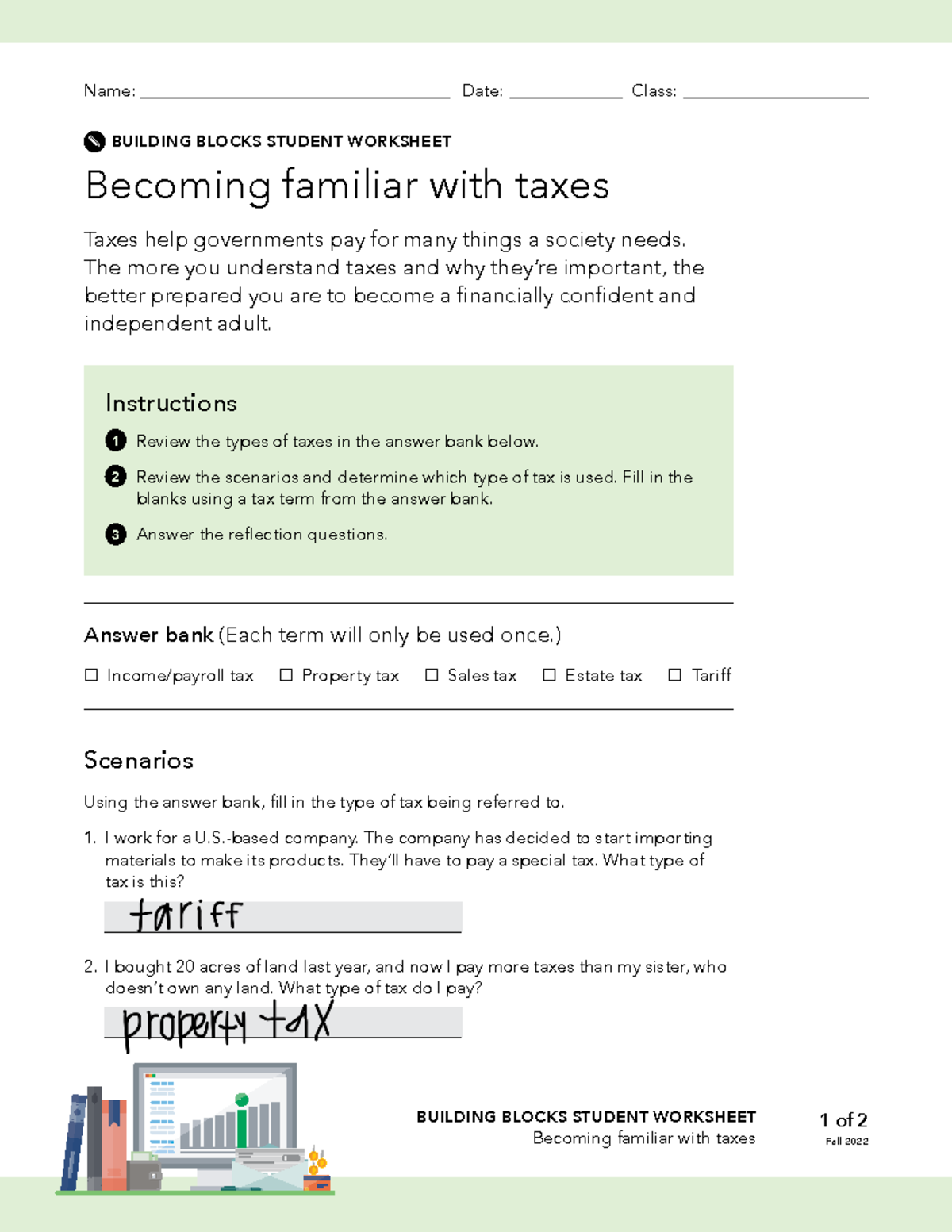 Cfpb building block activities worksheet Fall
