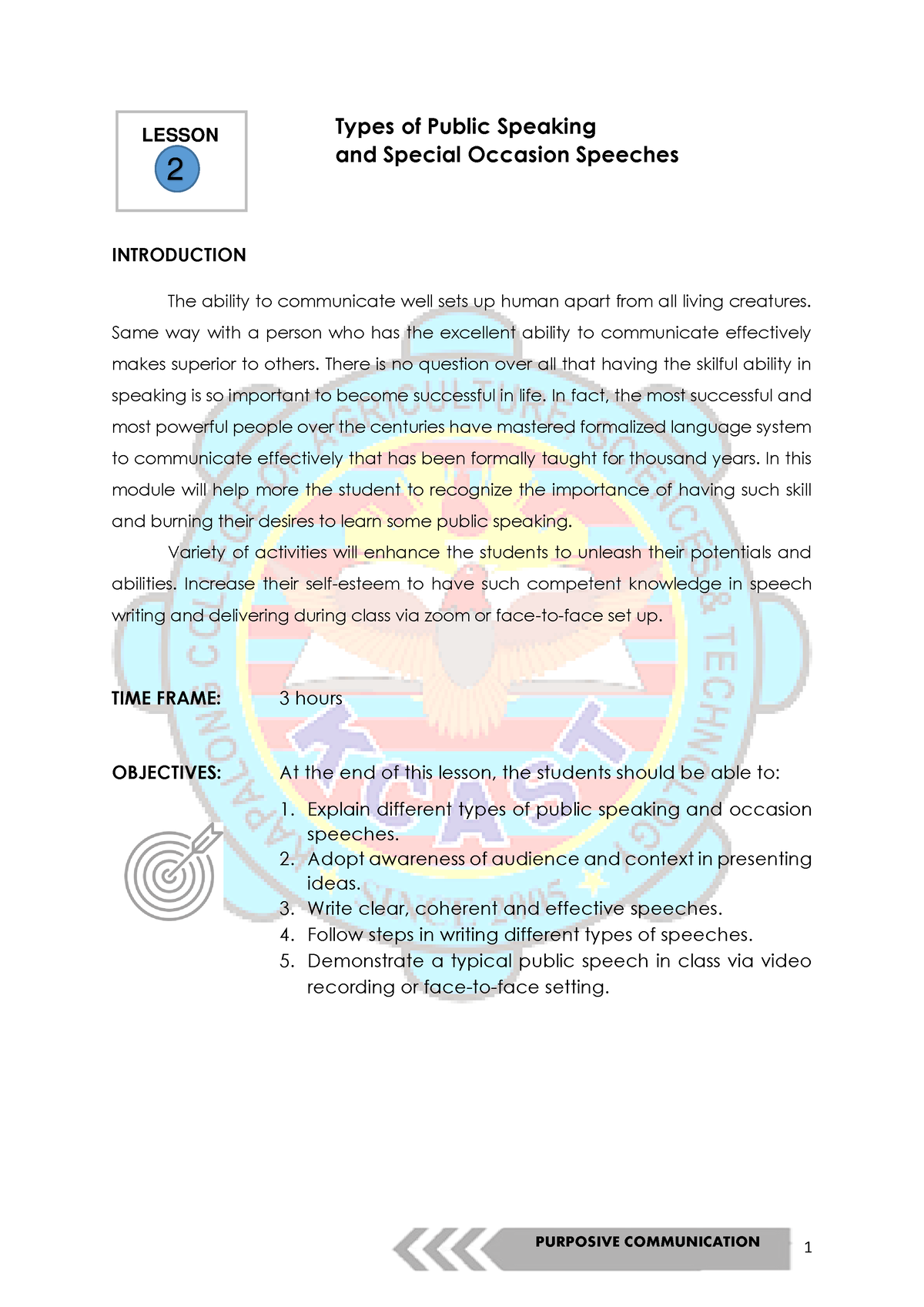 Module 7 Lesson 2 - Types Of Public Speaking And Special Occasion ...