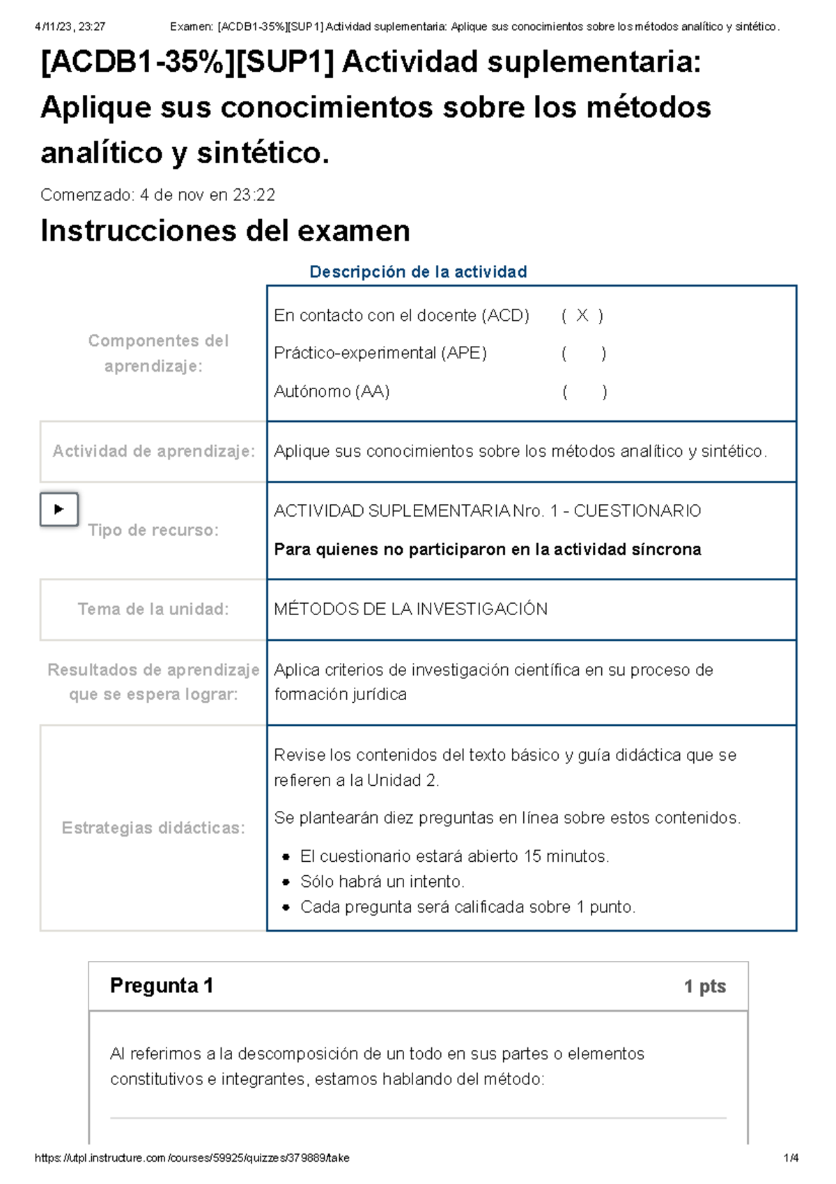 Inv Juridica Examen [ACDB 1-35%][SUP 1] Actividad Suplementaria Aplique ...