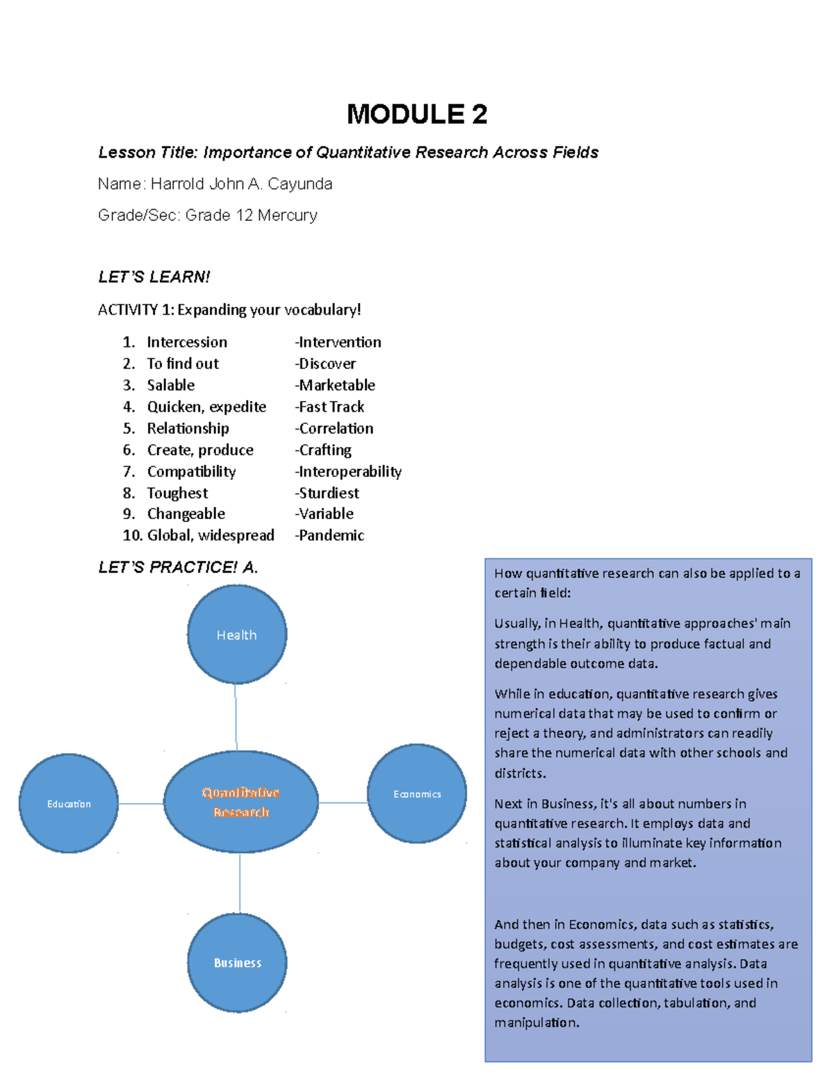 quantitative research module 2