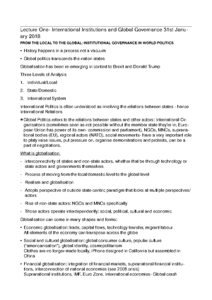 Global Governance Lecture Notes - Global Governance Lecture Notes ...