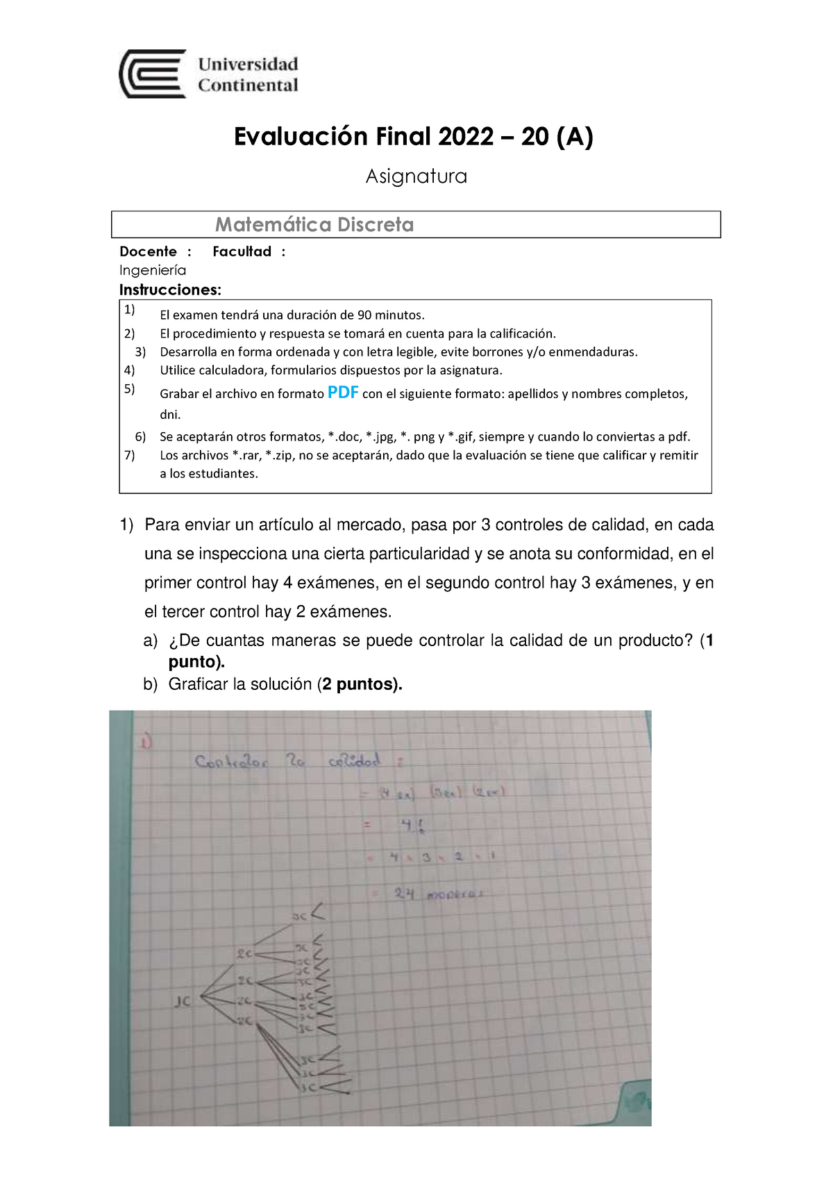 Calculo Examen Y Reto - Evaluación Final 2022 – 20 (A) Asignatura ...