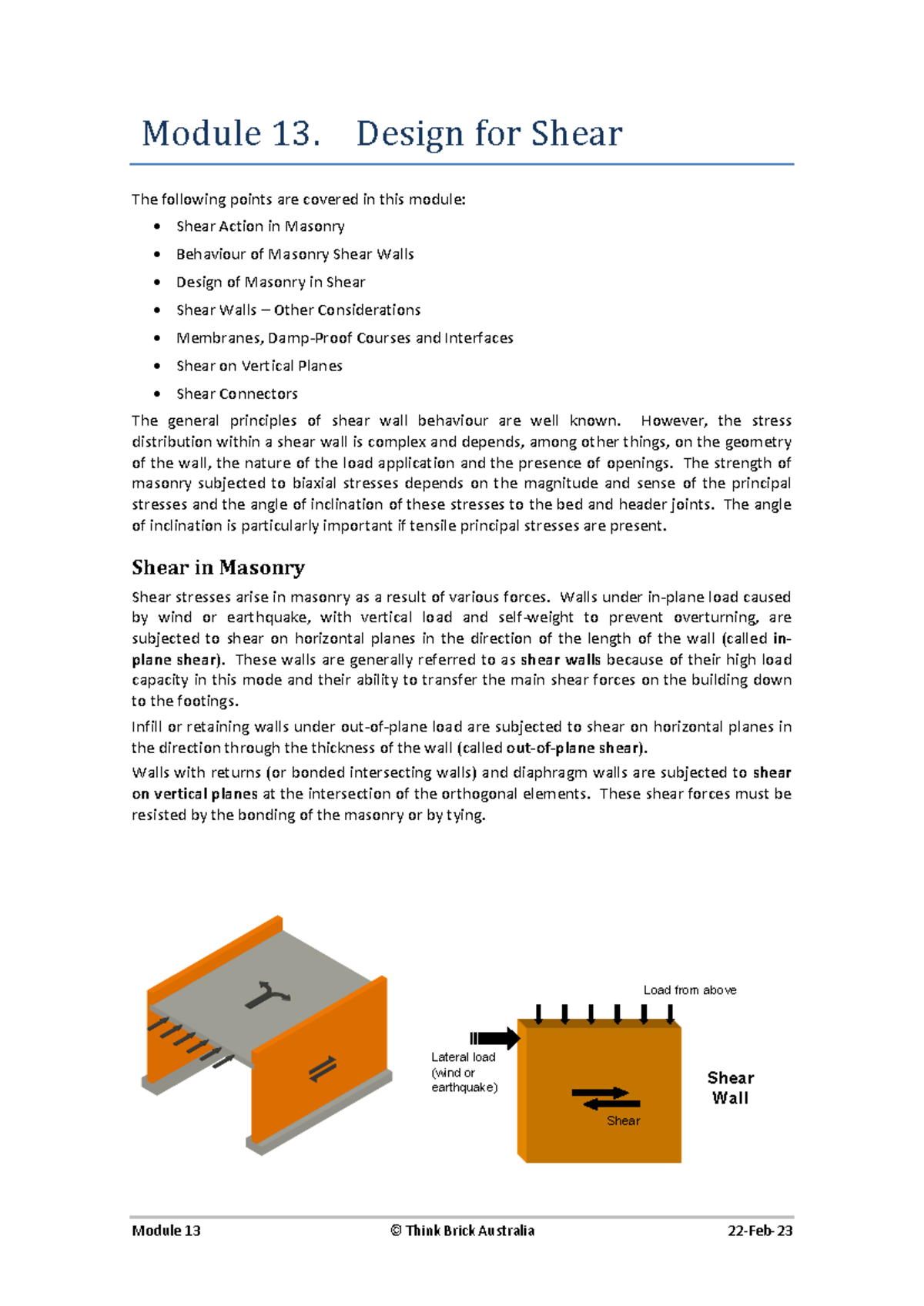 CVE40002 Lecture notes - Week 9c - Unreinforced masonry - Design for ...
