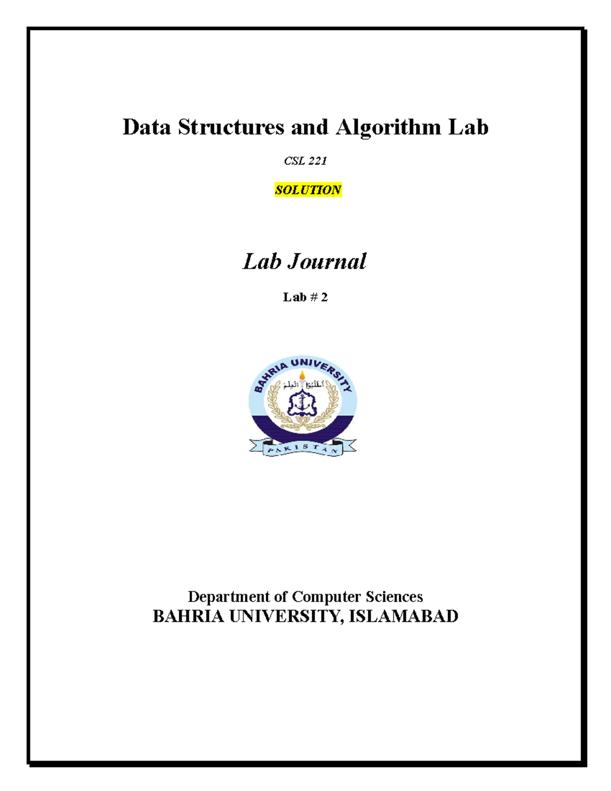 Lab Journal 2 Solution 19112021 123253 pm bahria university islamabad ...