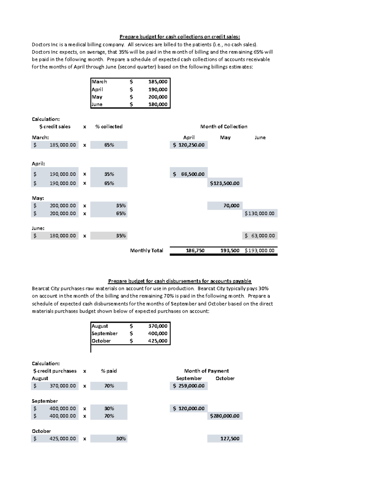 Activity 12 Cash Budget collections and payments template-1-1 - Doctors ...