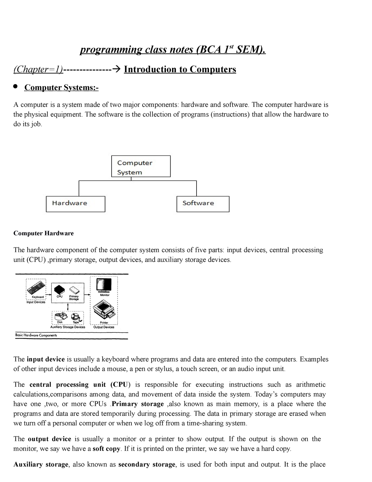 C Programming Notes(ch=Introduction To Computers) - Programming Class ...