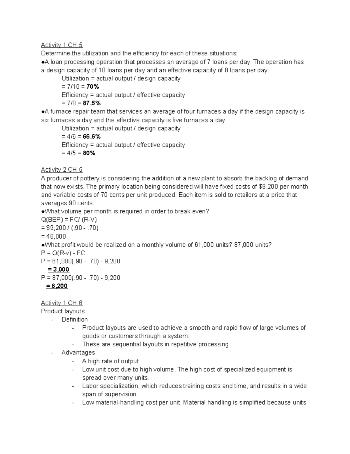Class Participation assignments 3 and 4 - Activity 1 CH 5 Determine the ...