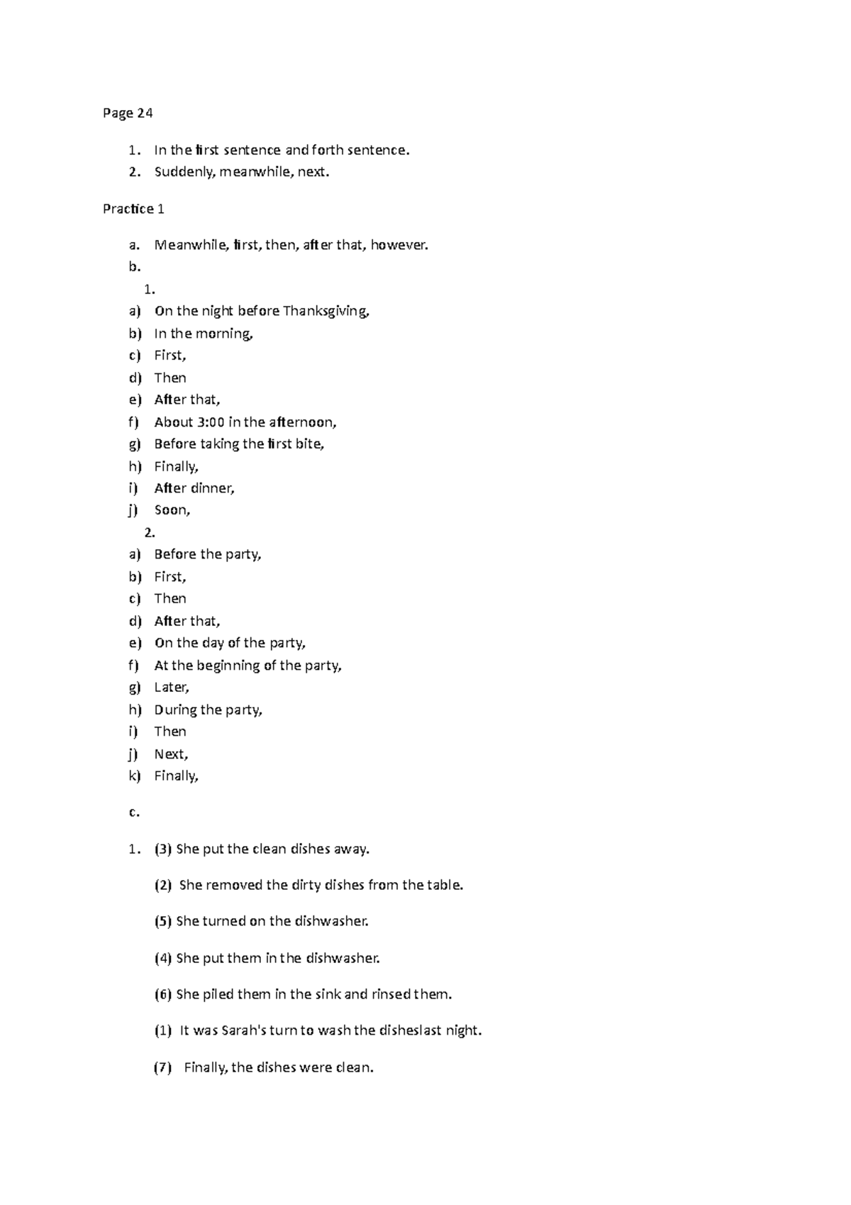 Grammar page 24 - Page 24 In the first sentence and forth sentence ...