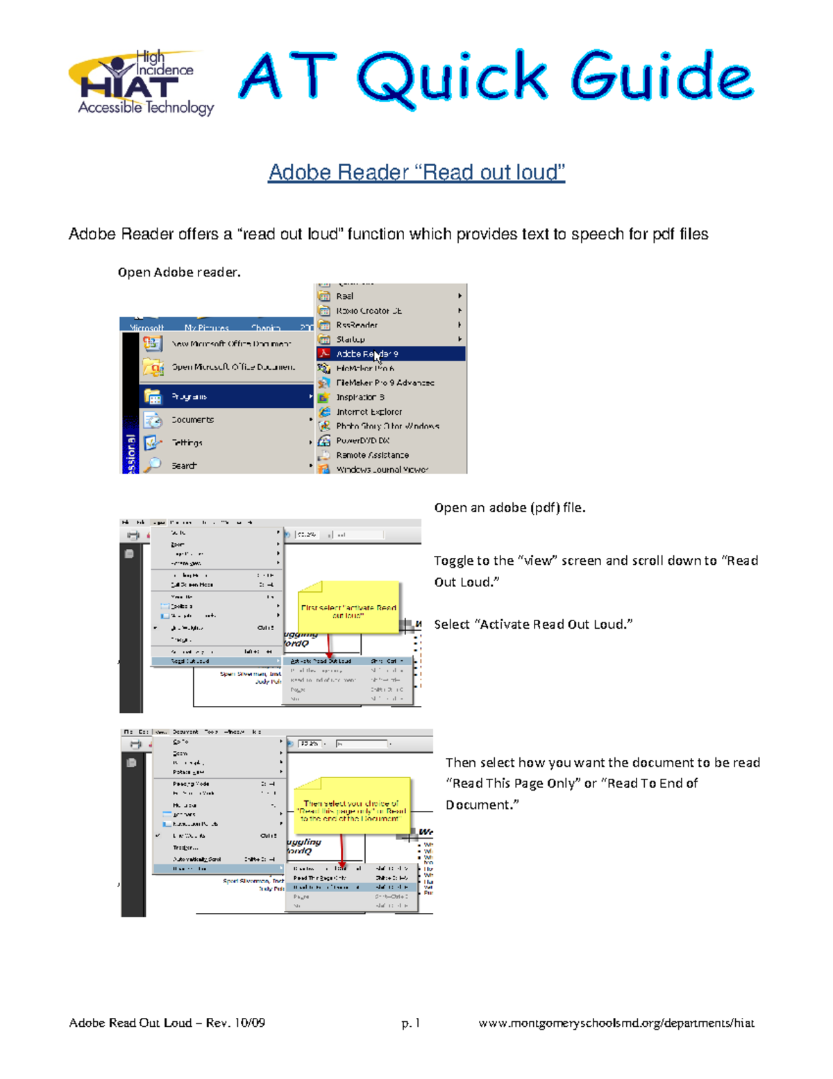 Adobe read out loud - Noe - Adobe Read Out Loud – Rev. 10/09 p. 1 - Studocu