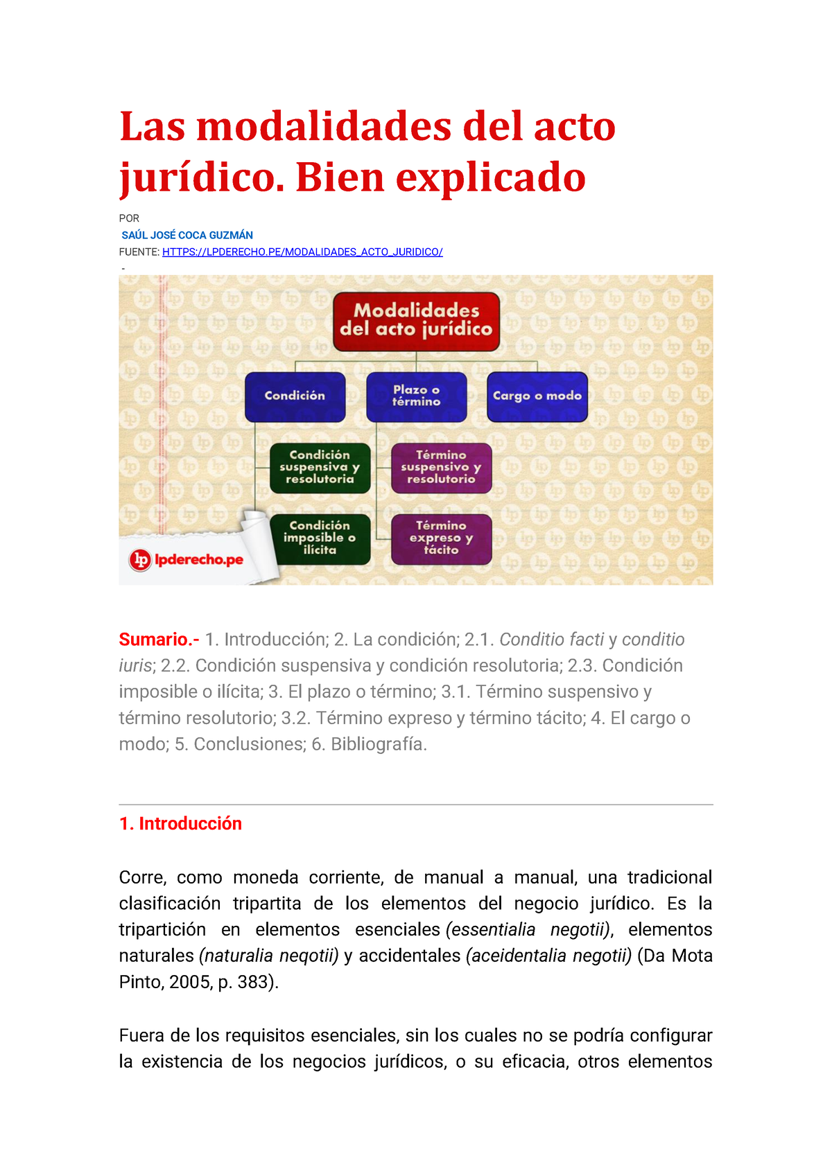 Las Modalidades Del Acto Jurídico - Bien Explicado POR SAÚL JOSÉ COCA ...