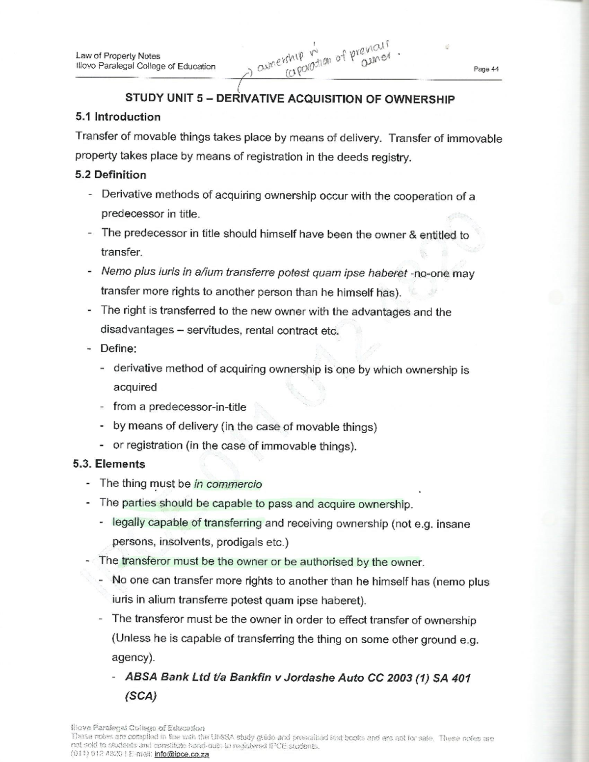 Property notes , J - LPP322E - Studocu