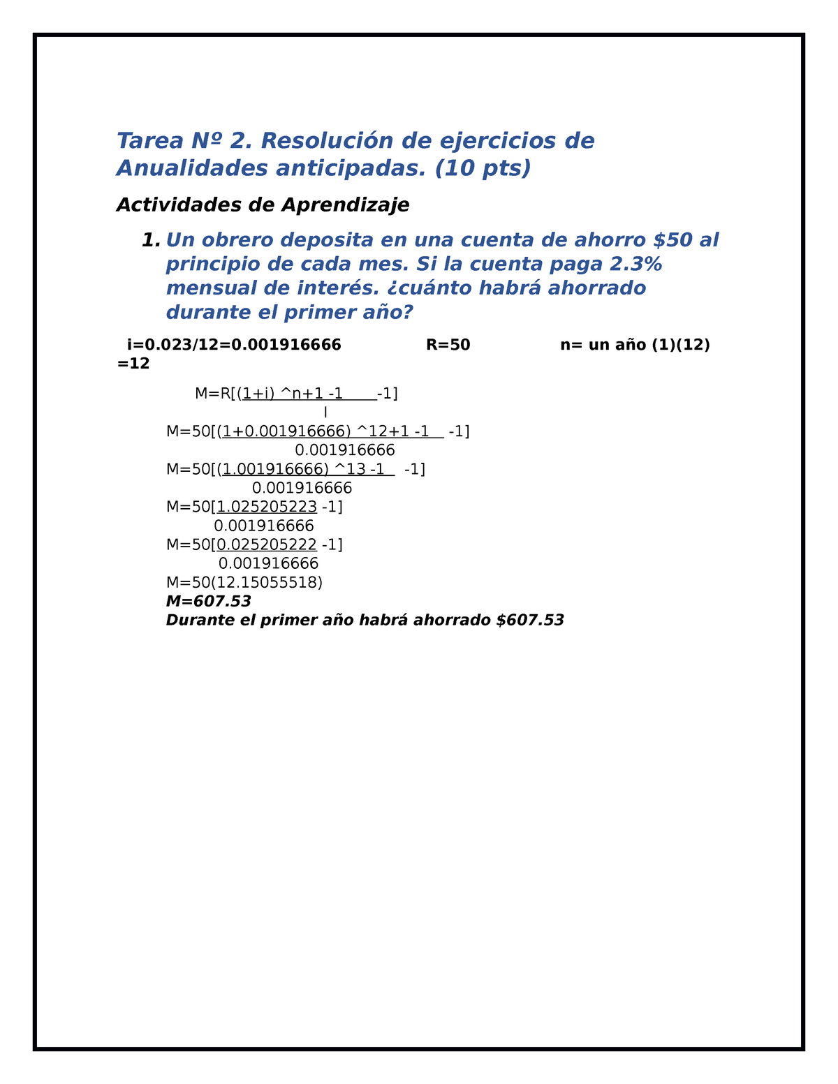 Anualidades Anticipadas Tarea Nº 2 Resolución De Ejercicios De Anualidades Anticipadas 10 4986