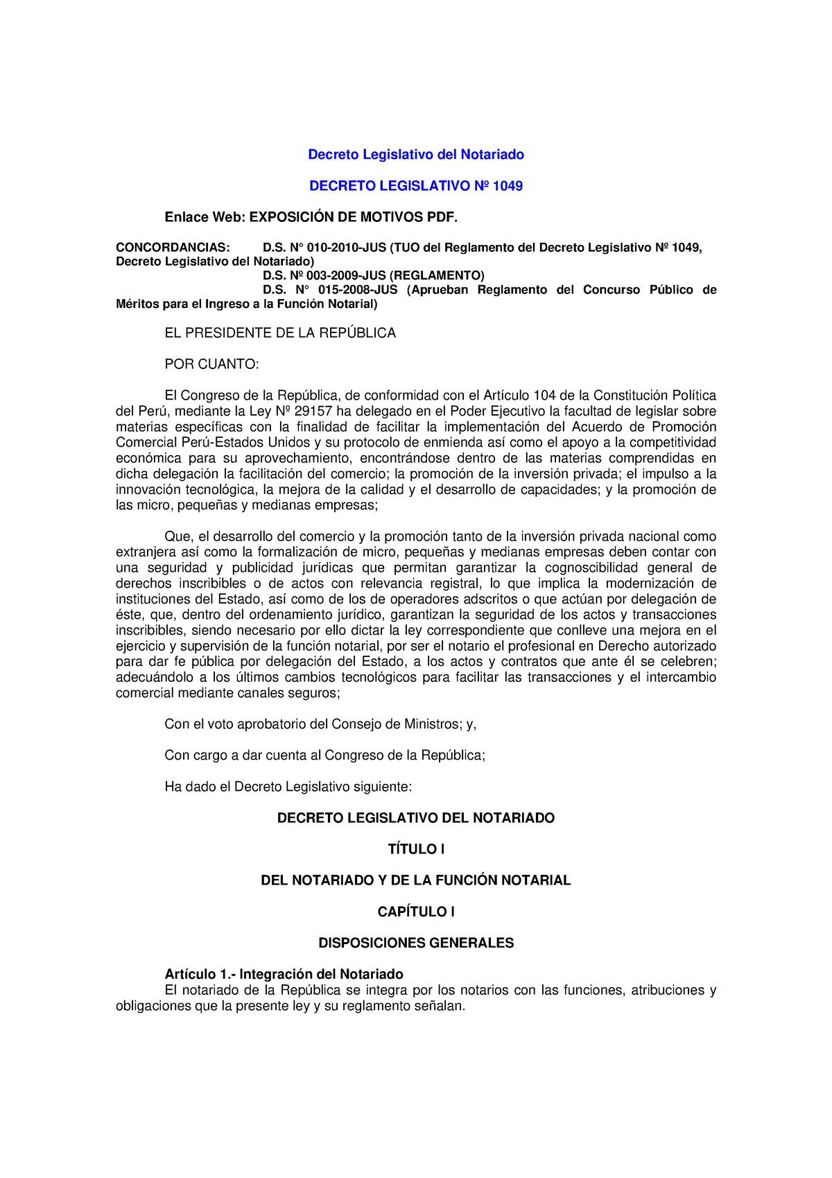 Decreto Legislativo Notariado - Decreto Legislativo Del Notariado ...