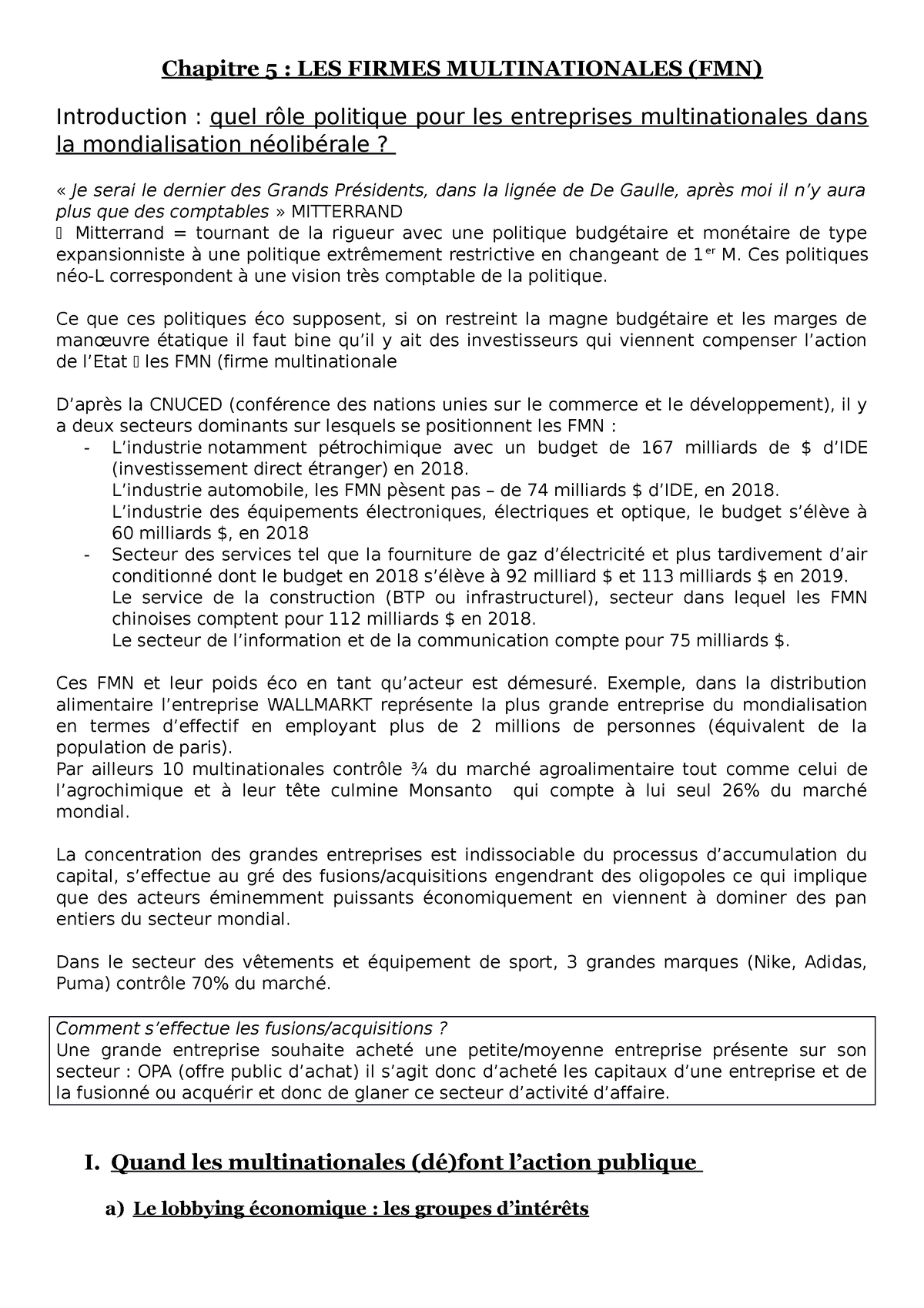 Chap 5 - Chap3 - Chapitre 5 : LES FIRMES MULTINATIONALES (FMN ...