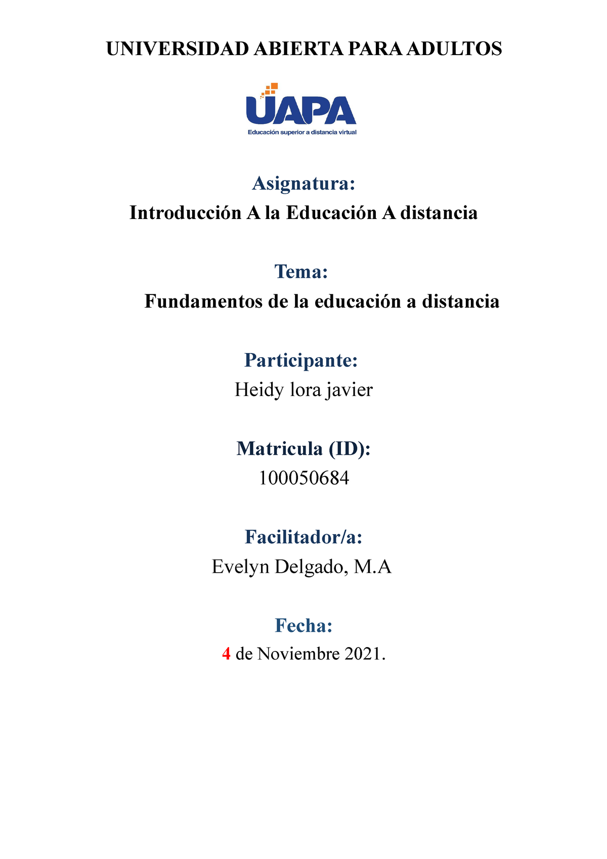 Modelo Hoja De Presentacion Eda Universidad Abierta Para Adultos