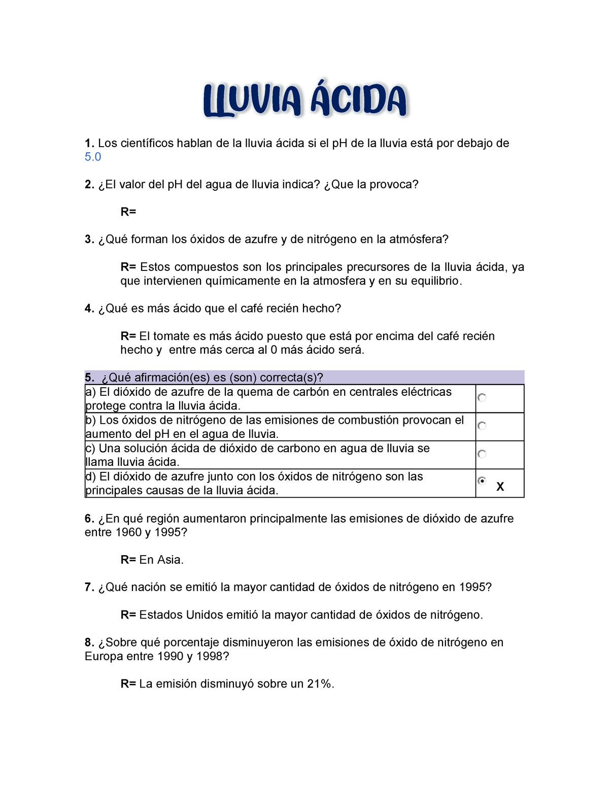 Lluvia Cida Video Rese A Sobre La Lluvia Acida Lluvia Cida Los